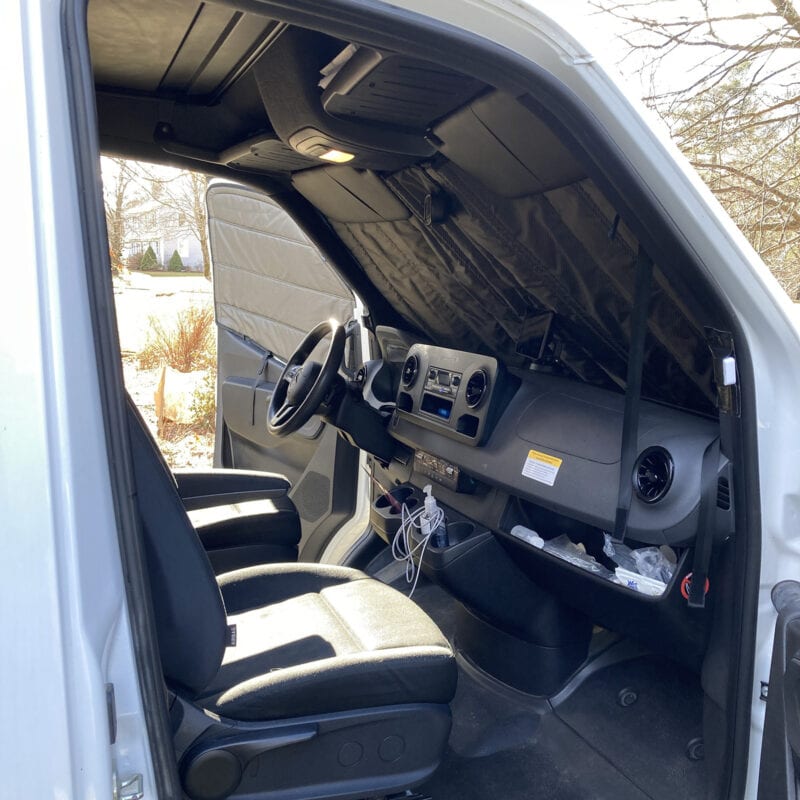 windshield and front door window covers for van